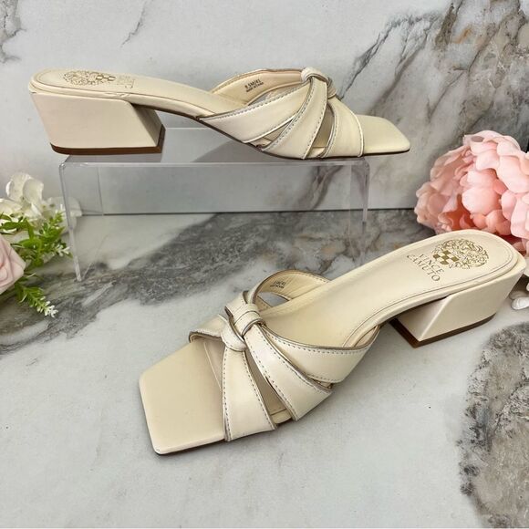 VINCE CAMUTO Selaries Leather Slide Sandal in Warm Vanilla 9.5 NEW - Picture 5 of 16